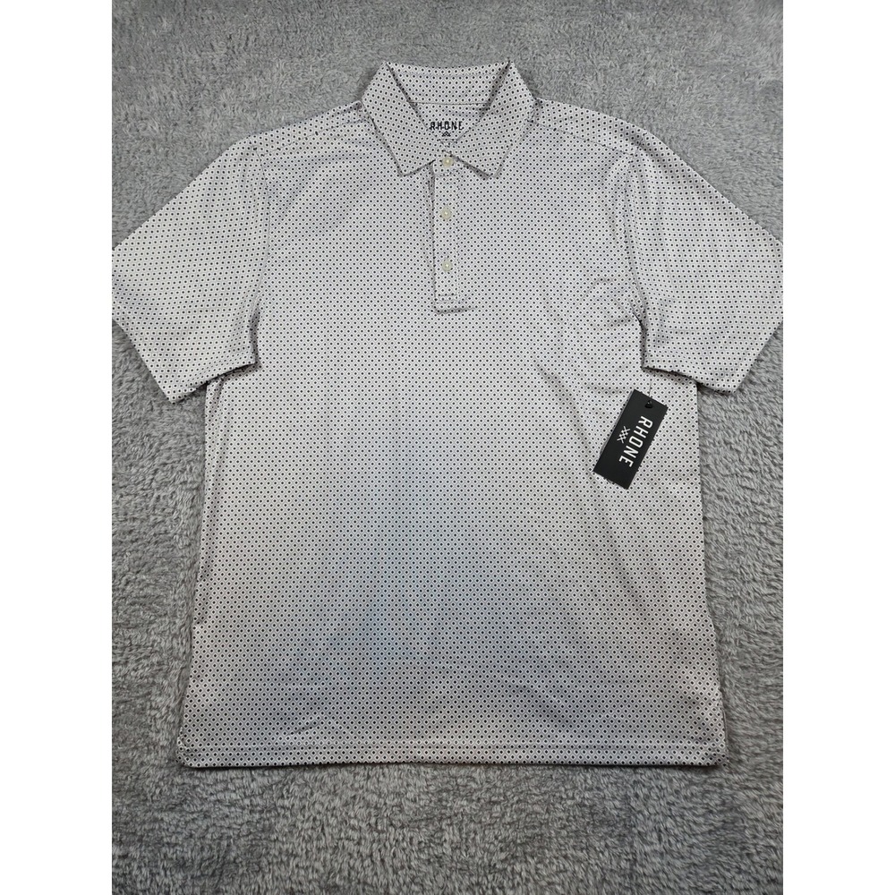 Rhone Drive Time Polo Medium Lilac Rain Geo Mens Geometric Performance Shirt
